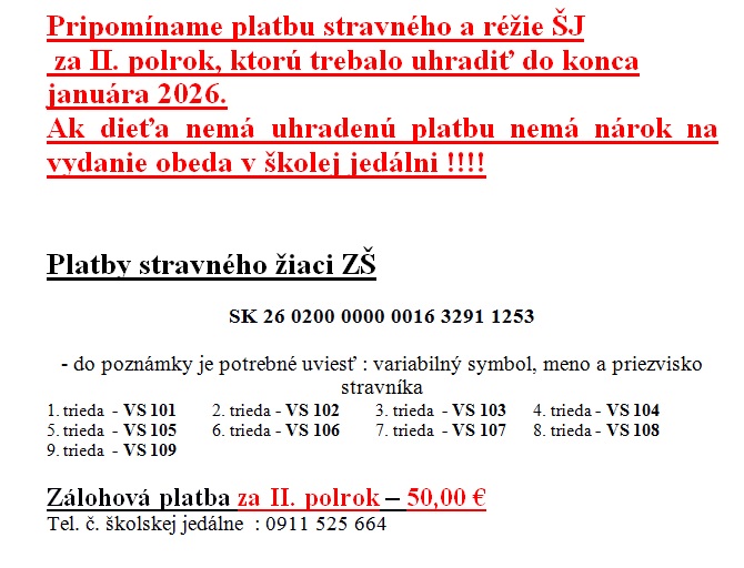 oznam jedálne 
